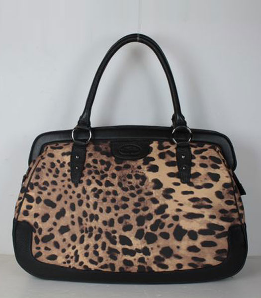 Dolce & Gabbana della stampa del leopardo della pelle verniciata borsa grande